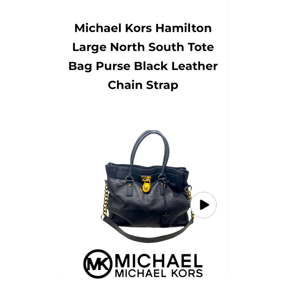 MICHAEL KORS HAMILTON BAG LEATHER DROP CHAIN STRAPS ,SILVER  MK BRILLIANT LOCK - Picture 3 of 15